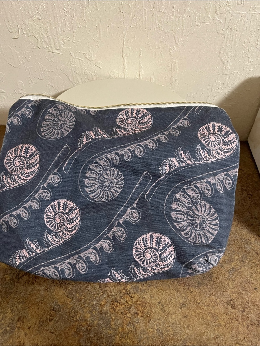 Navy Canvas Cosmetic Pouch with